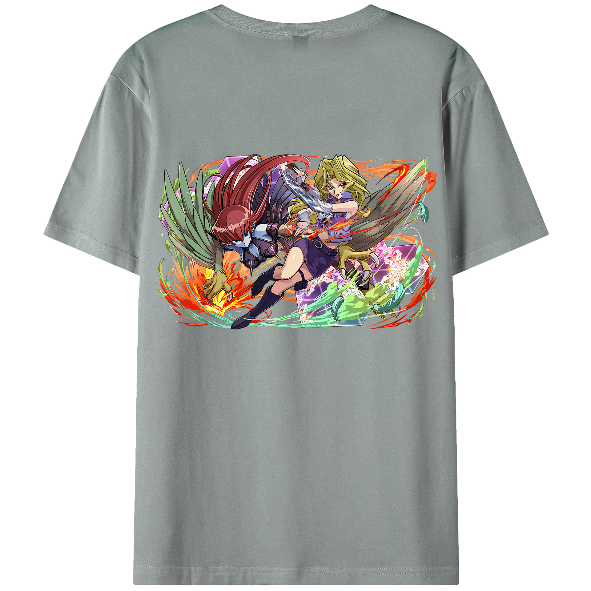 （画像用） 遊☆戯☆王 Yu-Gi-Oh! 綿100％ メンズ半袖Tシャツ（バックプリント） 通気性